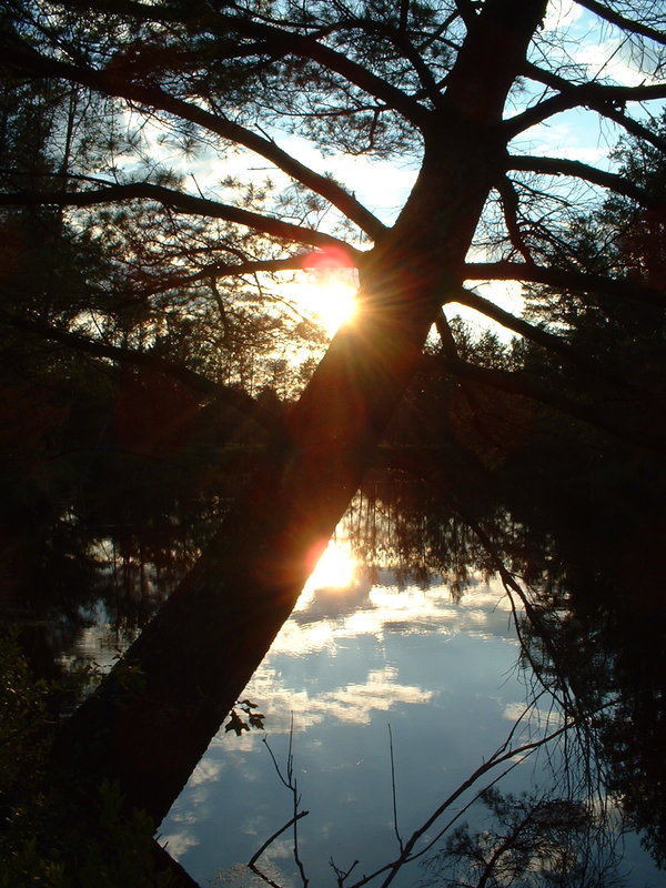Photograph of a sunset over a body of water
